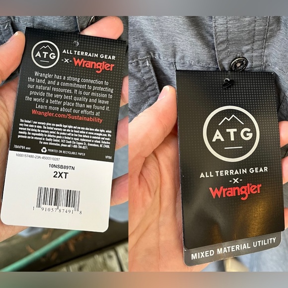 Wrangler Men's ATG Regular Fit Long Sleeve
Button Down Shirt In Gray Sz 2XT - Picture 7 of 15